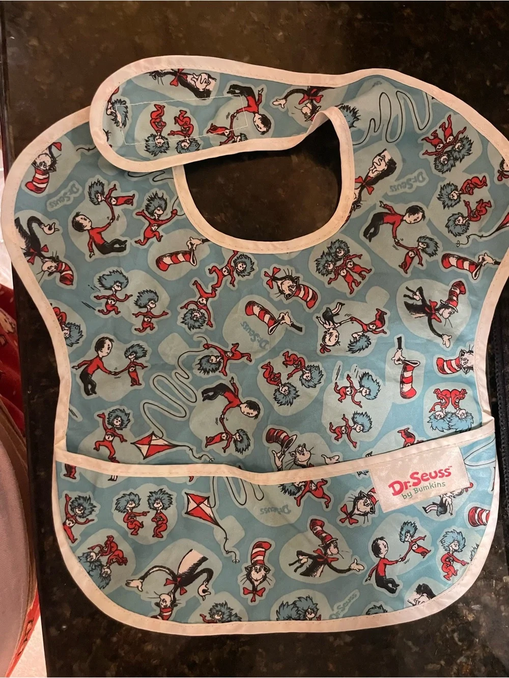 Dr. Seuss Light Blue Kids Bib with Character Print